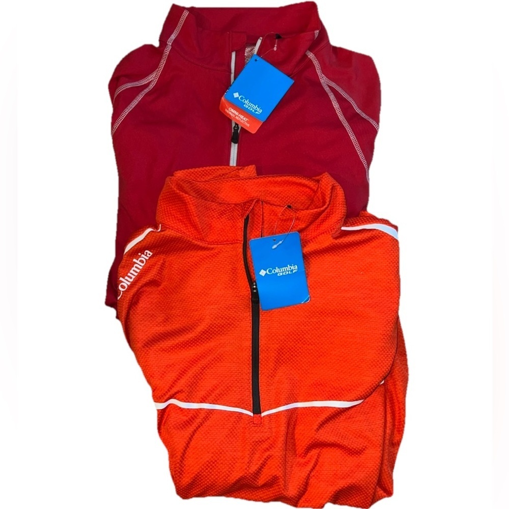 NEW Mens Columbia Golf Omni-wick + Omni Heat 1/4 Pullover Light Jacket Bundle
